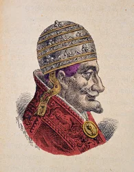 Porträt von Papst Innozenz XI (1676-1689) (1898, kolorierte Gravur)